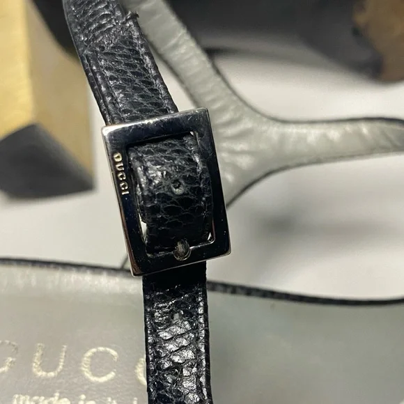 Gucci Black Block Heel Ankle Strap Sandal - Picture 5 of 16